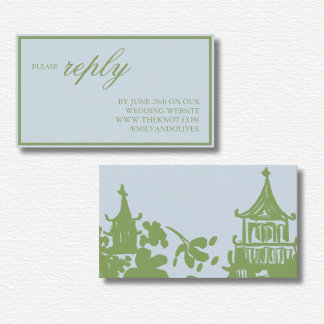 Blue Green Floral Watercolor Wedding Enclosure Card
