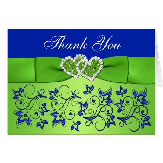 Blue, Green Floral Wedding Thank You Card 3 | Zazzle.ca