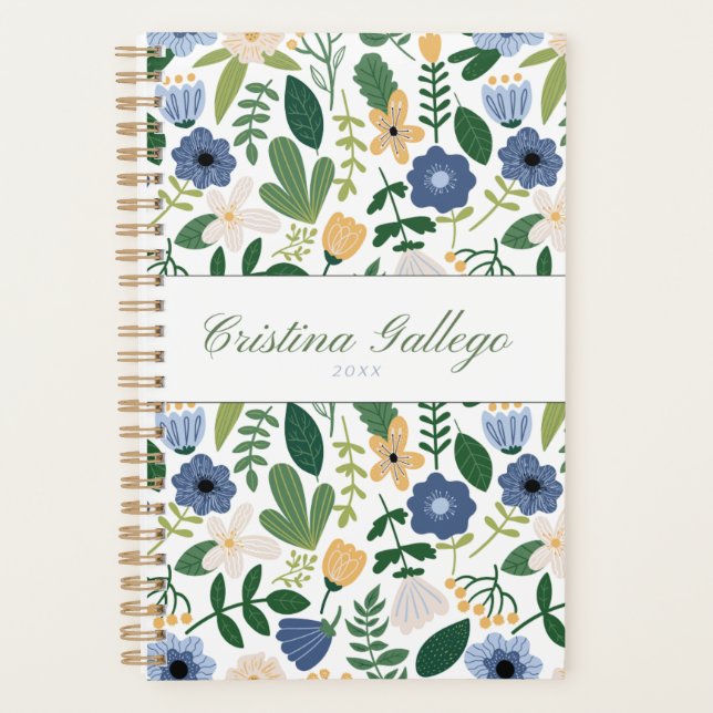 Blue & Green Flower Planner (Front)