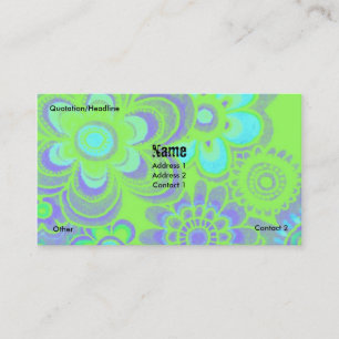 BLUE & GREEN FLOWER POWER BUSINESS CARDS
