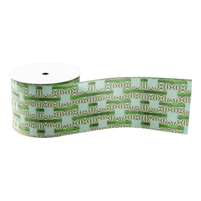 blue green flower ribbon grosgrain ribbon (Spool)