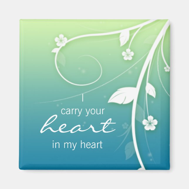 Blue green Flower Swirls fridge magnet (Front)