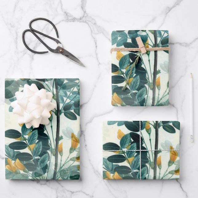  Blue Green Foliage Wrapping Paper Sheet (Front)