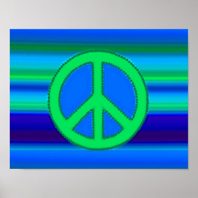 Blue Green Fractal & Peace Sign (Front)