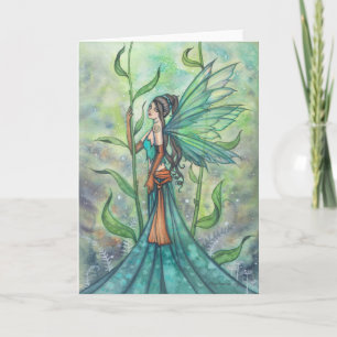 Blue Green Garden Fairy Art by Molly Harrison Card