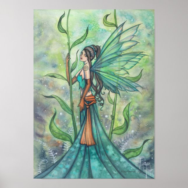 Blue Green Garden Fairy Art by Molly Harrison Poster (Front)