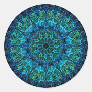 Blue Green Gems kaleidoscope Classic Round Sticker