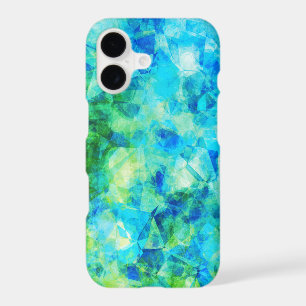 Blue Green Geometric Pattern Simulated Glass