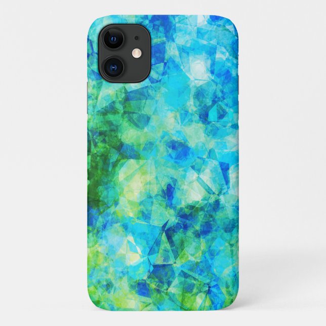 Blue Green Geometric Pattern Simulated Glass Case-Mate iPhone Case (Back)