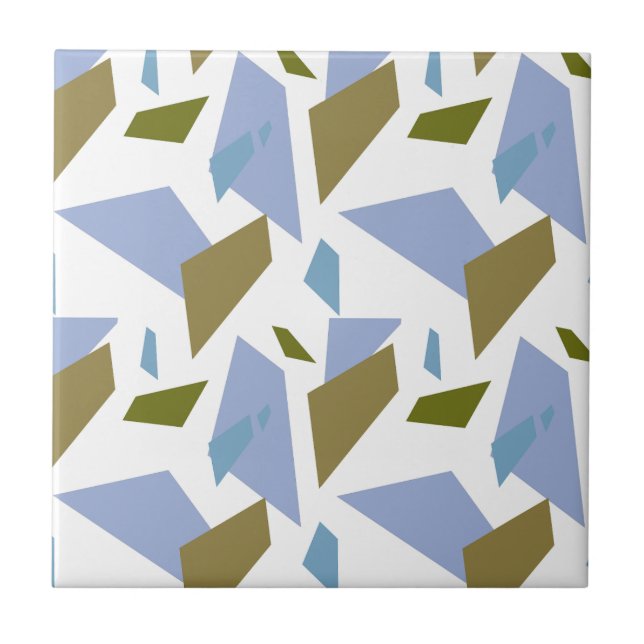 Blue Green Geometric Shapes Seamless Pattern Tile (Front)