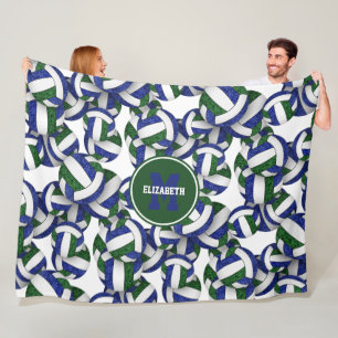 Blue green girly volleyball team colors fleece blanket
