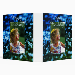 Blue green glitter photo kids birthday modern rust binder