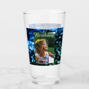 Blue green glitter photo kids birthday modern rust glass