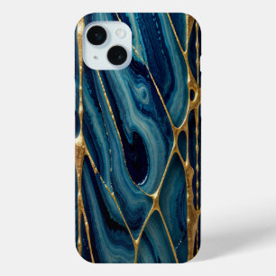 Blue, green, gold iPhone 15 mini case