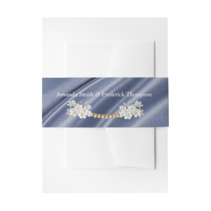 Blue,Green,Gold,ivory Silk & Pearls Belly Band Invitation Belly Band
