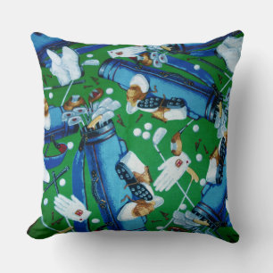 Blue & Green Golfing Throw Pillow