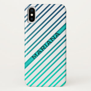 Blue Green Gradient Background White Stripes Case-Mate iPhone Case
