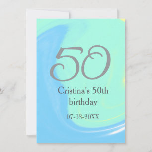 Blue green grey 50th birthday add name date retro