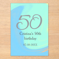 Blue green grey 50th birthday add name date retro
