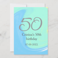 Blue green grey 50th birthday add name date retro