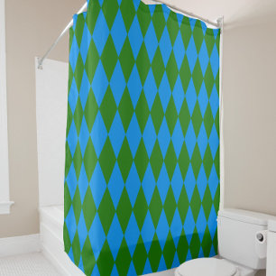 Blue Green Harlequin Checkered Design 