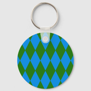 Blue Green Harlequin Checkered Design  Keychain