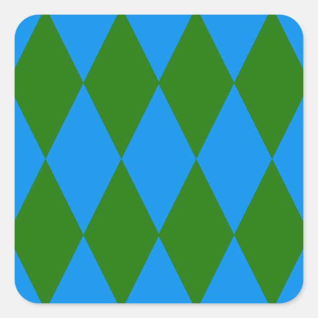 Blue Green Harlequin Checkered Design  Square Sticker (Front)