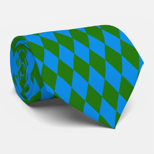 Blue Green Harlequin Checkered Design  Tie