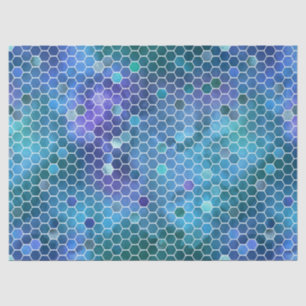 Blue Green Honeycomb Pattern Tissue Paper