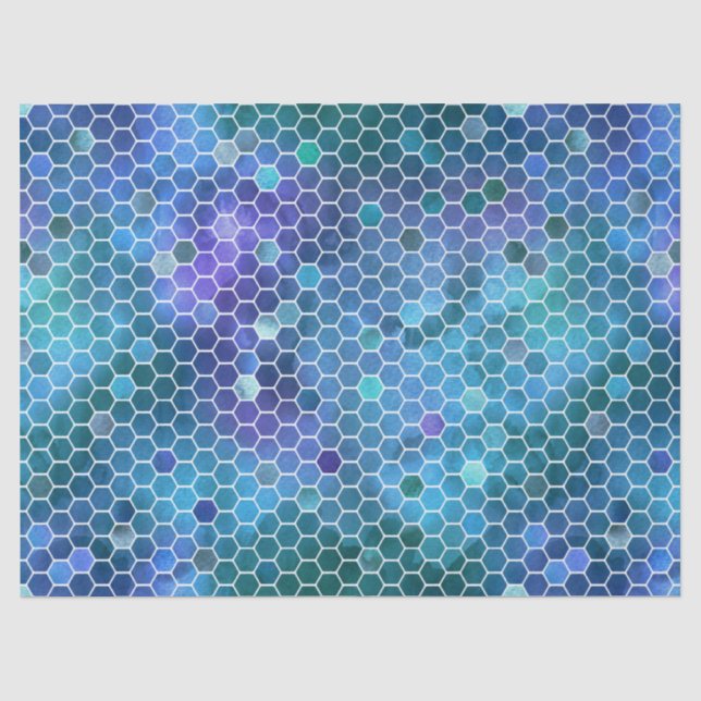 Blue Green Honeycomb Pattern Tissue Paper (Front)