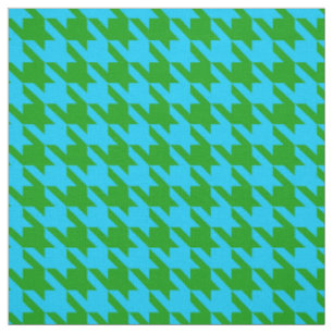 Blue Green Houndstooth Plaid Check Fabric