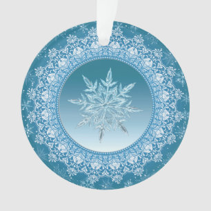 Blue Green Ice Crystal Snowflake Ornament