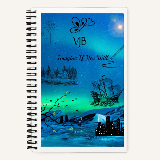 Blue Green Imagine If Notebook (Front)