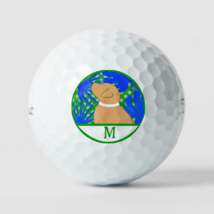 Blue Green Island Yellow Dog Golf Ball
