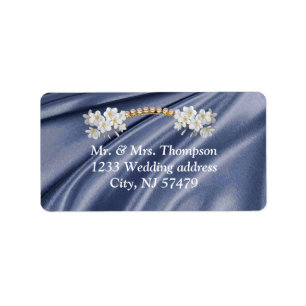 Blue,Green,Ivory,Gold Silk & Pearls Wedding Labels