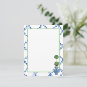 Blue Green Ivy Lattice Topiary Ginger Jar Jars Card