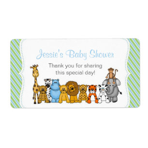 Blue Green Jungle Animals Water Bottle Favour
