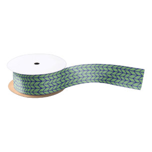 BLUE GREEN KNIT 1.5" Wide Satin Ribbon