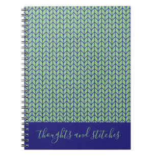 BLUE GREEN KNIT 6.5x8.75 Spiral Notebook + Text