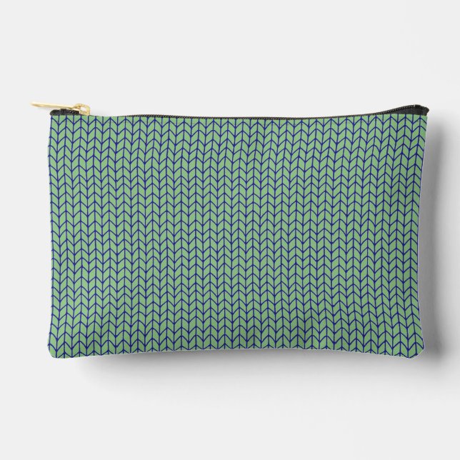 BLUE GREEN KNIT Small Accessory Pouch (Front)