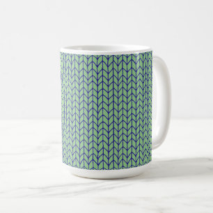BLUE GREEN KNIT Tall White Mug
