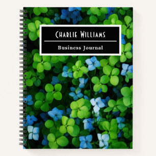Blue green leaf pattern Personalized Spiral Notebook