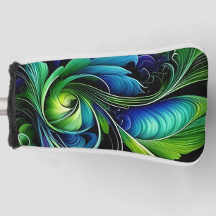 Blue Green leafy abstract Golf Head Cover