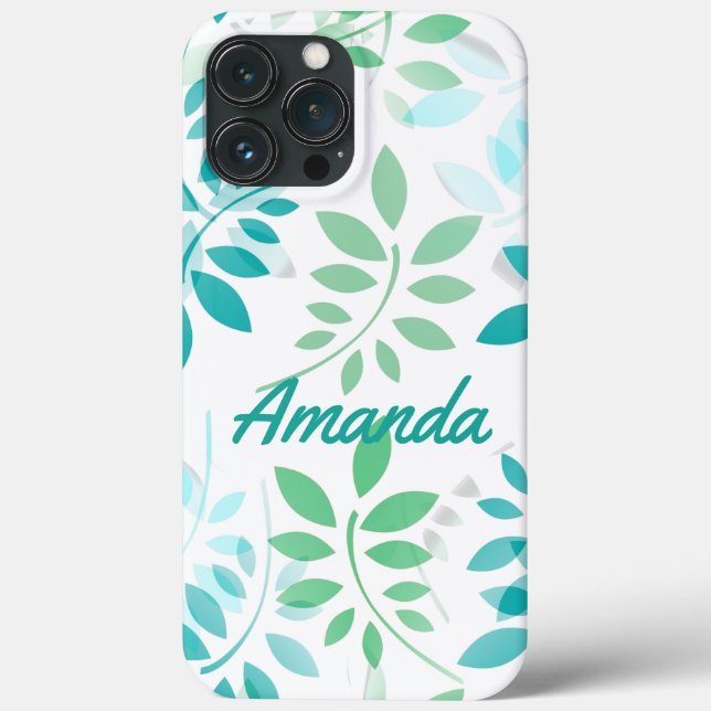 Blue Green Leaves Case-Mate iPhone Case (Back)