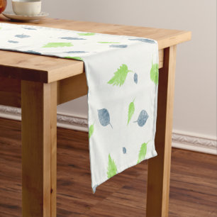 Blue & Green Leaves Pattern  Short Table Runner