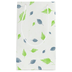 Blue & Green Leaves Pattern Small Gift Bag