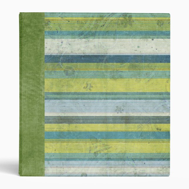 Blue Green Linen Stripe Binder (Front)