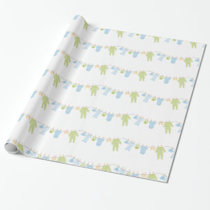 Blue & Green Little Clothes Wrapping Paper