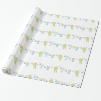 Blue & Green Little Clothes Wrapping Paper