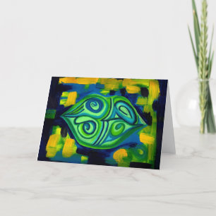 Blue Green Llips Greeting Card